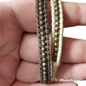 3/$15- Bundle of Twine and Metallic Bead Bracelets. 2 count